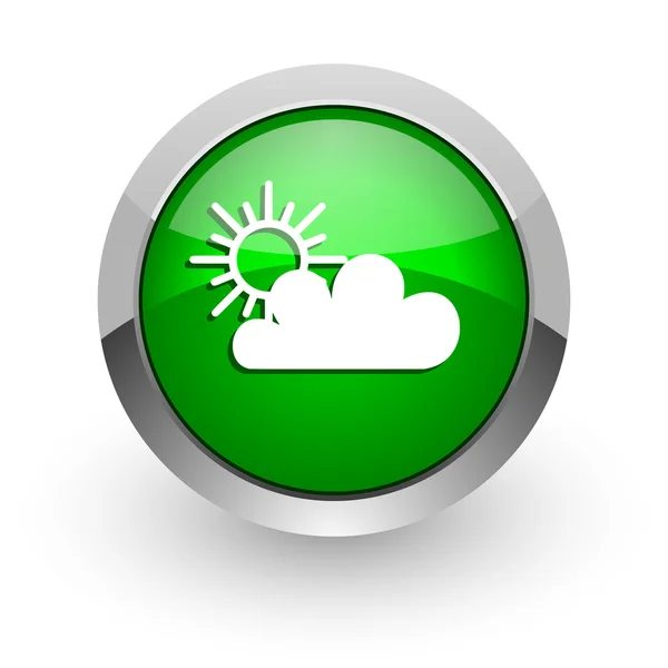 Felhő zöld fényes web ikon — Stock Fotó