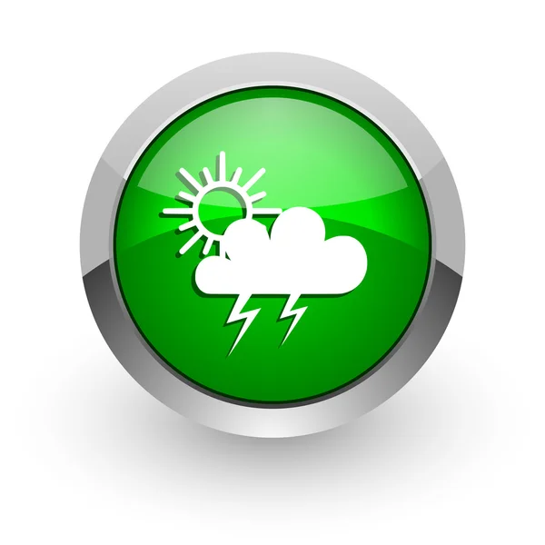 Εικονίδιο πράσινο γυαλιστερό web καταιγίδα — Φωτογραφία Αρχείου