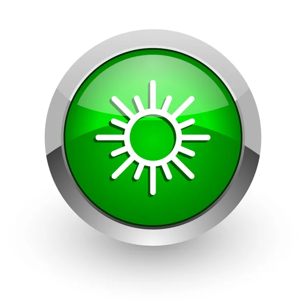 Sun green glossy web icon — Stock Photo, Image