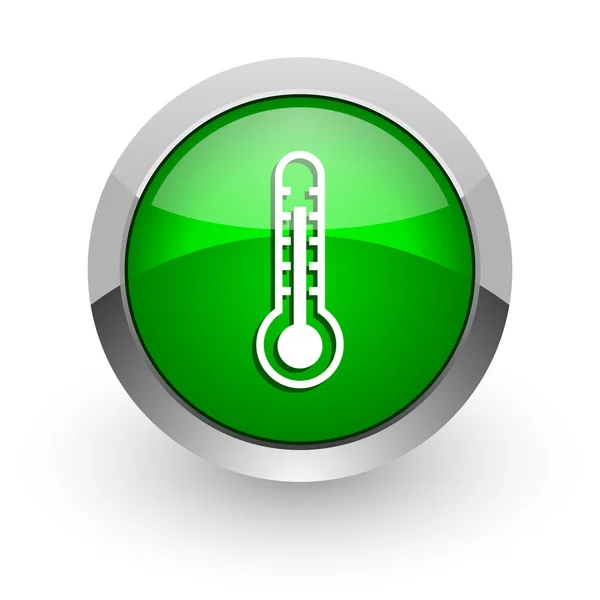 Зеленый глянцевый значок термометра — стоковое фото