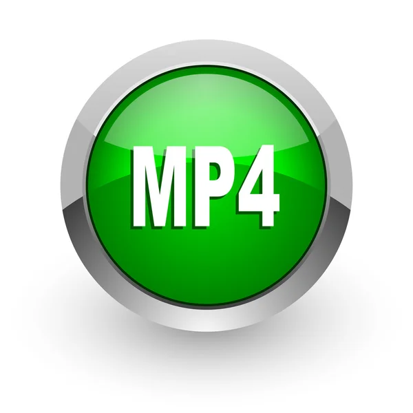 Mp4 icono web brillante verde — Foto de Stock