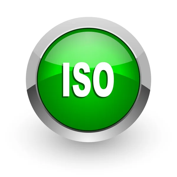 Εικονίδιο πράσινο γυαλιστερό web ISO — Φωτογραφία Αρχείου