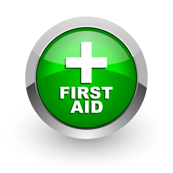 First aid green glossy web icon — Stock Photo, Image