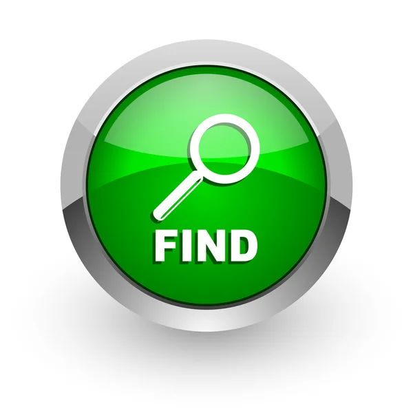 Znajdź ikonę zielonej WWW błyszczący — Zdjęcie stockowe