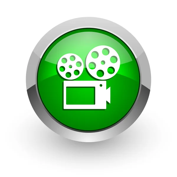 Movie green glossy web icon — Stock Photo, Image