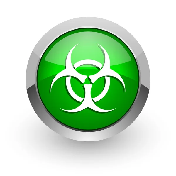 Ikona Zielona WWW błyszczący Biohazard — Zdjęcie stockowe