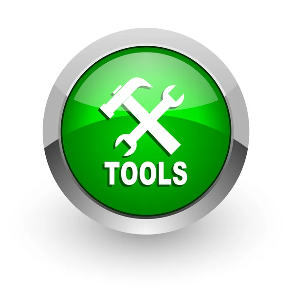 Werkzeuge grünes Hochglanz-Web-Symbol — Stockfoto