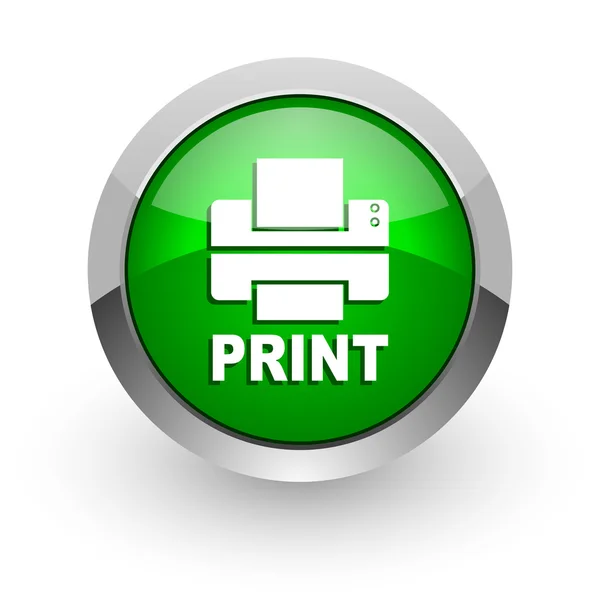 Printer green glossy web icon — Stock Photo, Image