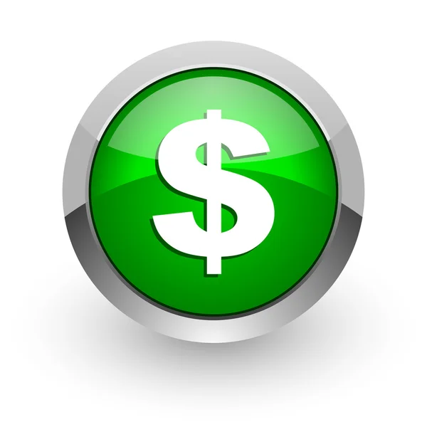 Εικονίδιο πράσινο γυαλιστερό web Δολάριο — Φωτογραφία Αρχείου