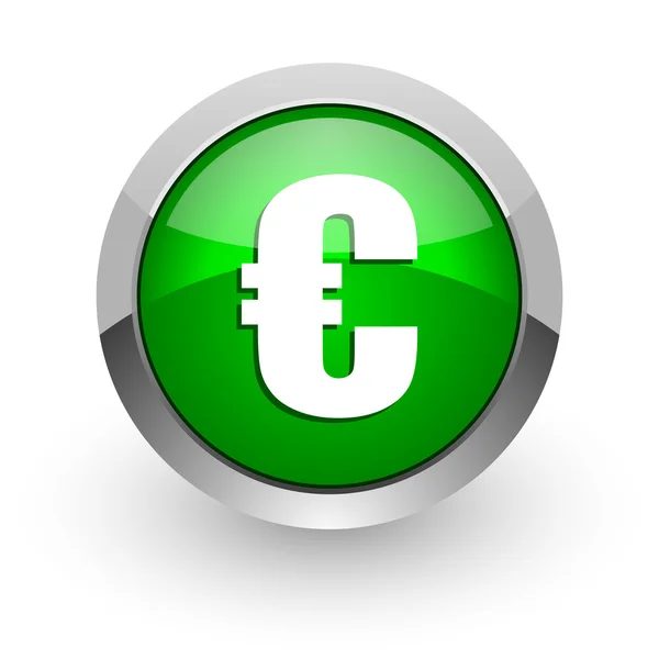 Euro groen glanzend web pictogram — Stockfoto