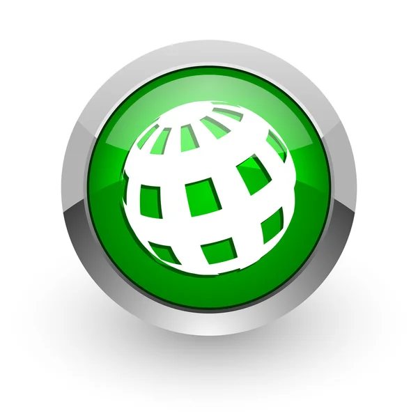 Terra ícone web brilhante verde — Fotografia de Stock