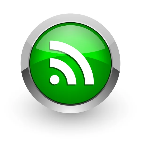 Rss ícone web brilhante verde — Fotografia de Stock