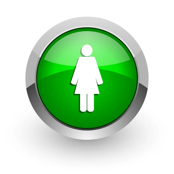 Female green glossy web icon — Stock Photo, Image