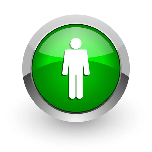 Male green glossy web icon — Stock Photo, Image