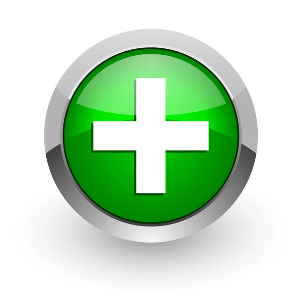 Plus grünes Hochglanz-Web-Symbol — Stockfoto