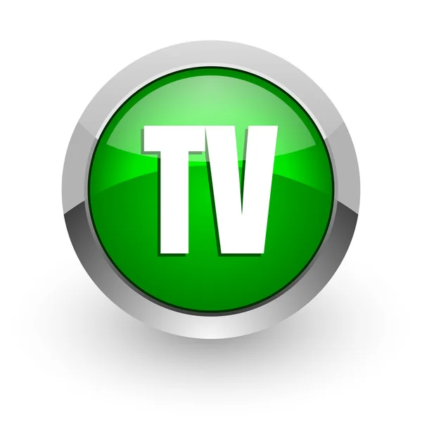 Tv verde brillante icono web —  Fotos de Stock