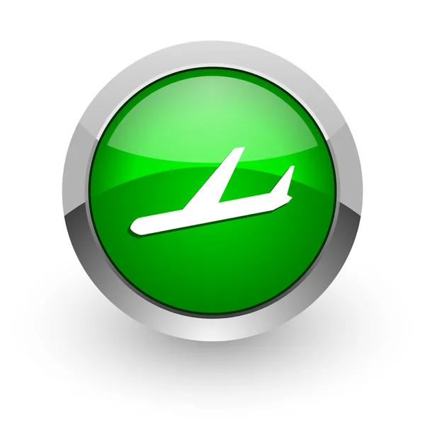 Chegadas ícone web brilhante verde — Fotografia de Stock