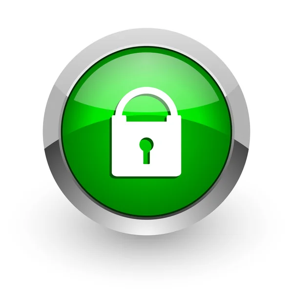 Padlock green glossy web icon — Stock Photo, Image