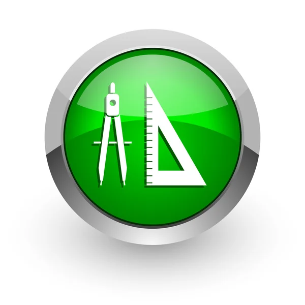 Learning green glossy web icon — Stock Photo, Image