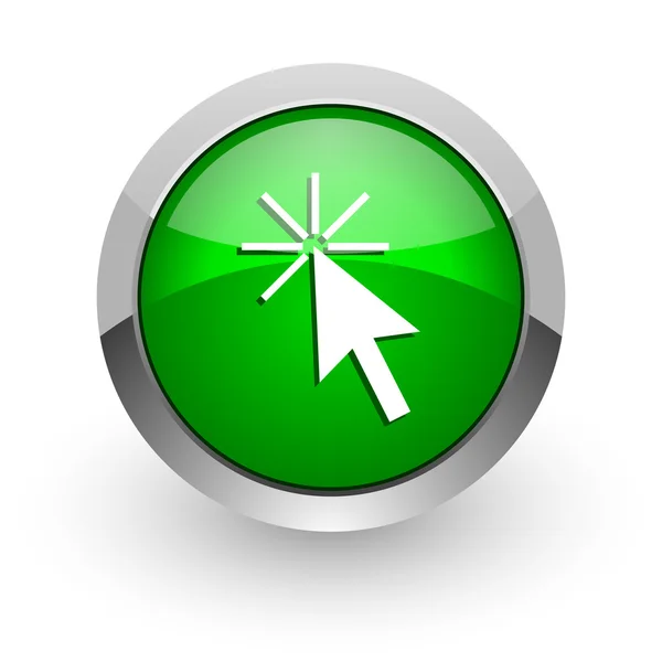 Click here green glossy web icon — Stock Photo, Image