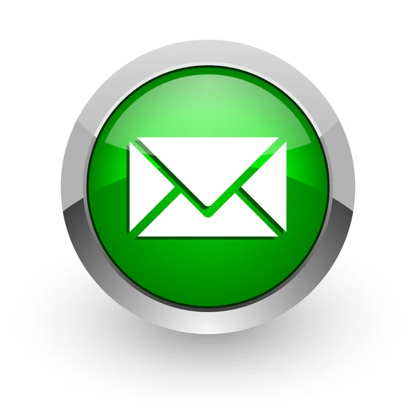 E-mail zielony WWW błyszczący ikona — Zdjęcie stockowe