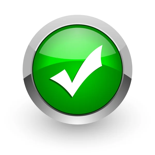 Acceptera gröna glänsande web-ikonen — Stockfoto