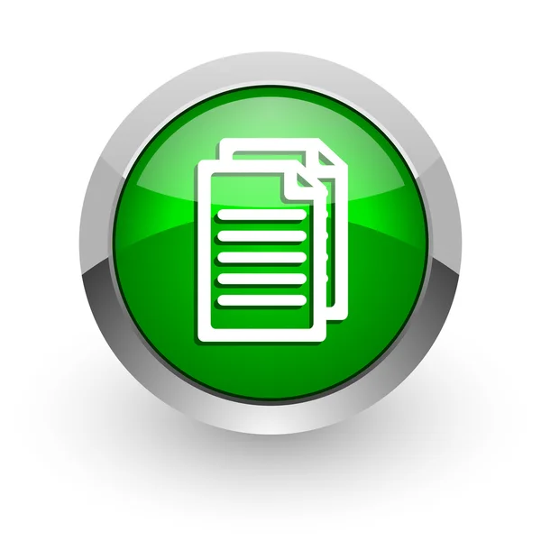 Dokumentikonen gröna glänsande web — Stockfoto