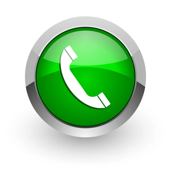 Telefone ícone web brilhante verde — Fotografia de Stock