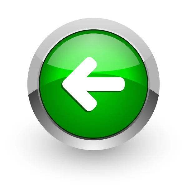 Left arrow green glossy web icon — Stock Photo, Image