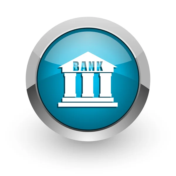 Bank niebieski WWW błyszczący ikona — Zdjęcie stockowe