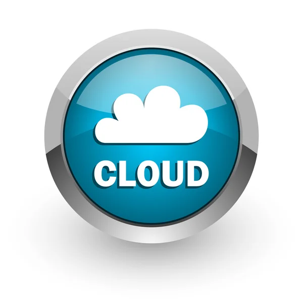 Ikona modré lesklé webové Cloud — Stock fotografie
