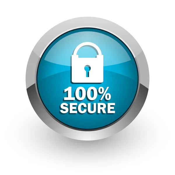 Secure blue glossy web icon — Stock Photo, Image