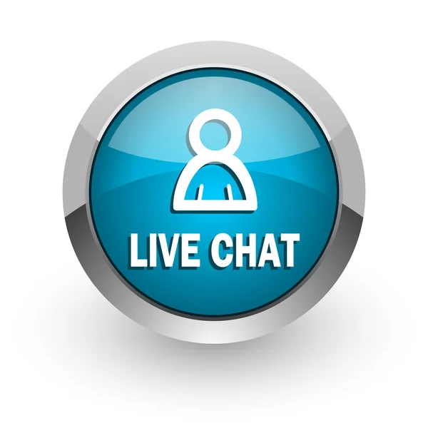 Livechat blauw glanzend web pictogram — Stockfoto