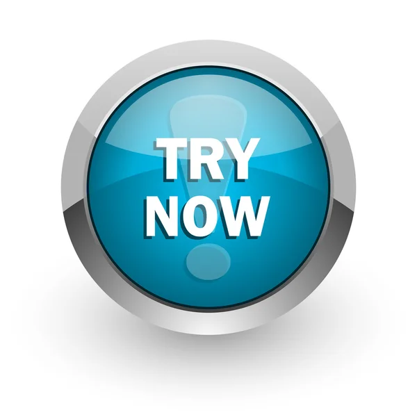 Try now blue glossy web icon — Stock Photo, Image