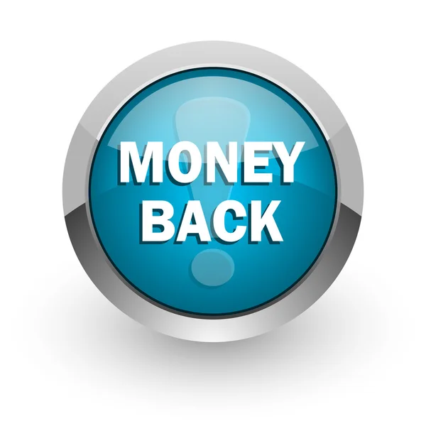 Dinheiro de volta ícone web brilhante azul — Fotografia de Stock