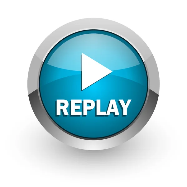 Replay blue glossy web icon — Stock Photo, Image