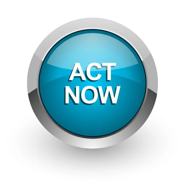 Act now blue glossy web icon — Stock Photo, Image