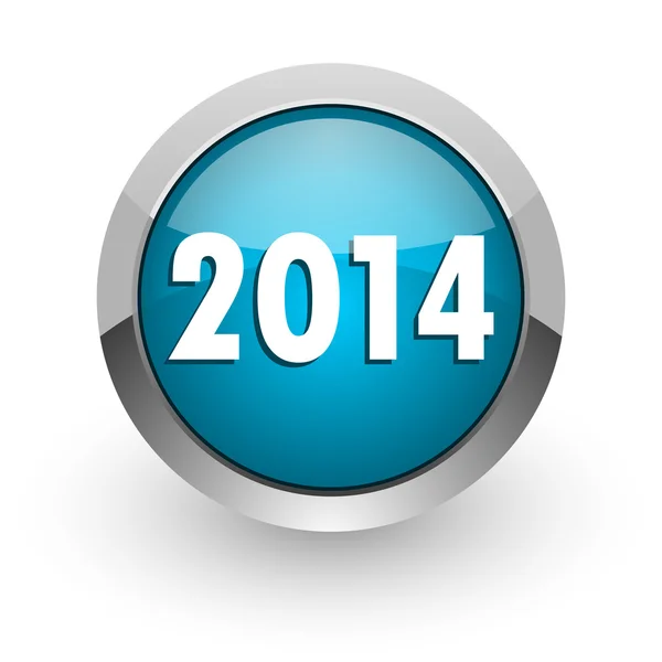 Rok 2014 modrý lesklý web ikony — Stock fotografie