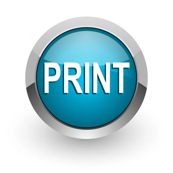 Print blue glossy web icon — Stock Photo, Image