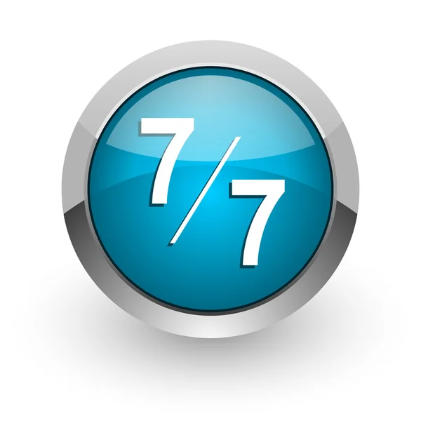 7 per 7 blauw glanzend web-pictogram — Stockfoto
