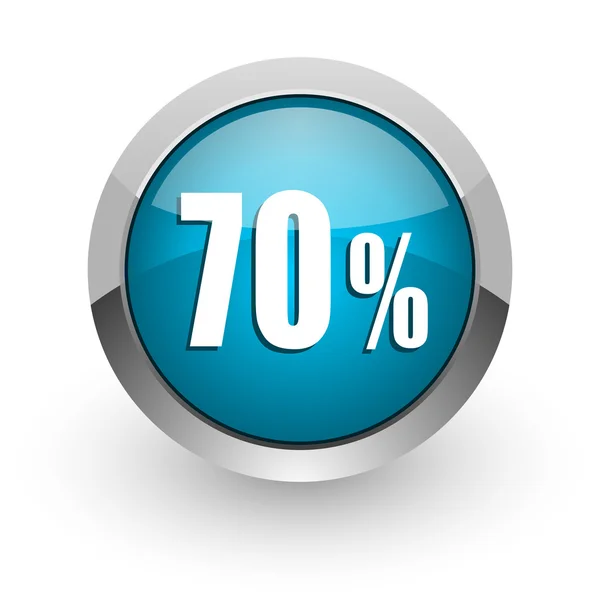 70 percent blue glossy web icon — Stock Photo, Image