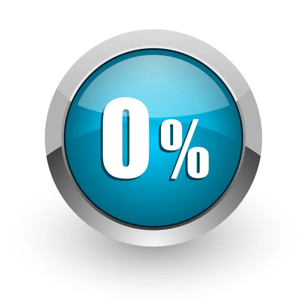 0 percent blue glossy web icon — Stock Photo, Image