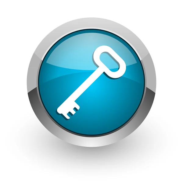 Anahtar mavi parlak web simgesi — Stok fotoğraf