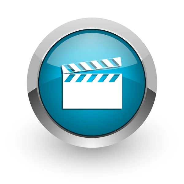 Ikona wideo www błyszczący niebieski — Zdjęcie stockowe