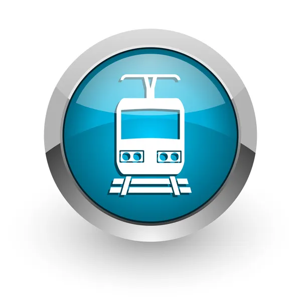 Train blue glossy web icon — Stock Photo, Image