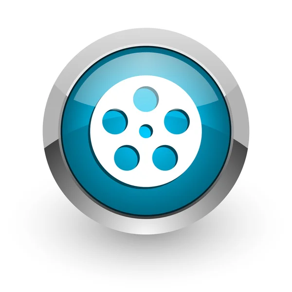 Filmu niebieski WWW błyszczący ikona — Zdjęcie stockowe