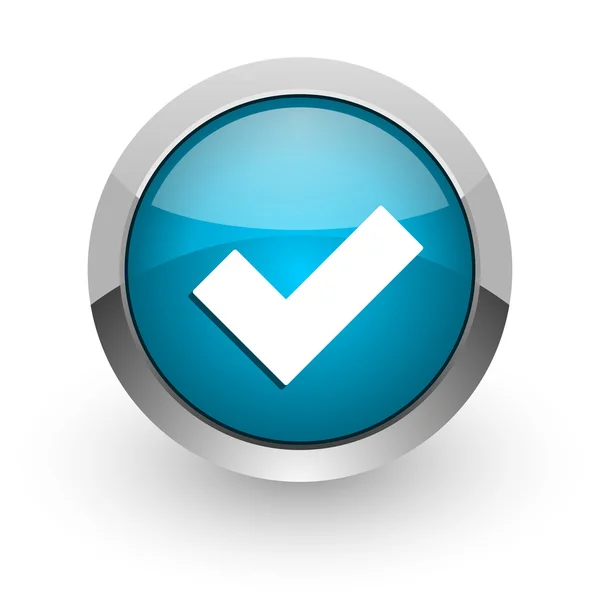 Blauw glanzend web pictogram accepteren — Stockfoto