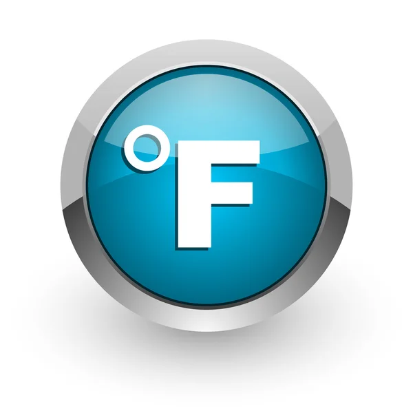 Fahrenheit icona web blu lucido — Foto Stock