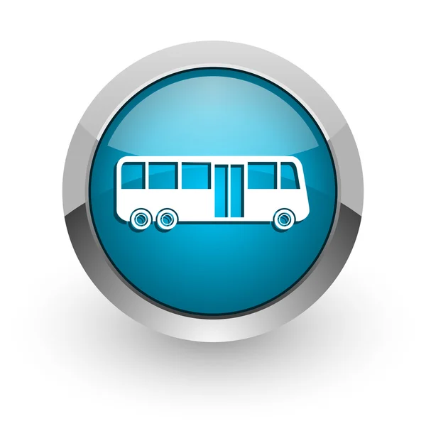 Bus blauw glanzend web pictogram — Stockfoto