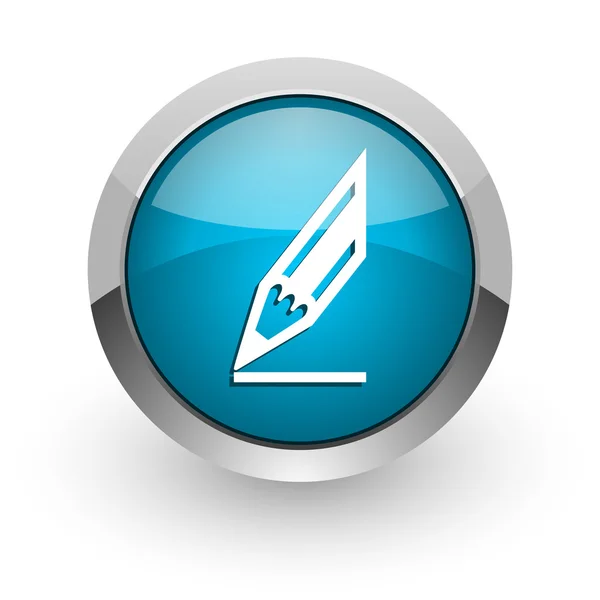 Modrý lesklý webové ikony tužky — Stock fotografie